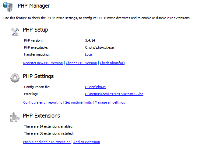 PHP Manager on IIS